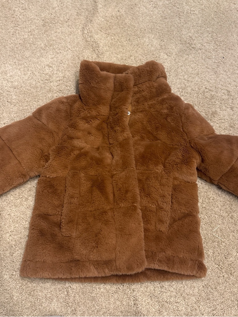 Abercrombie & Fitch Kids Brown Faux Fur Puffer Jacket